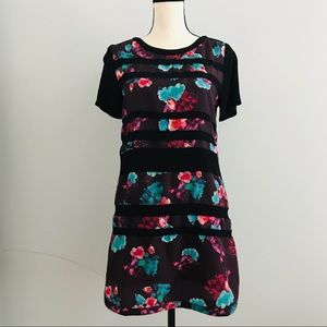 Lovers + Friends Floral Black Stripe Shift Dress S